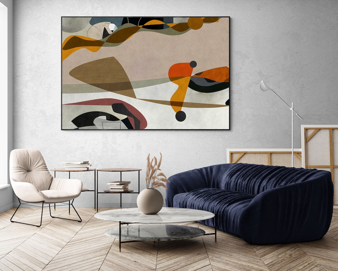 Large Modern Mid Century Wall Art, Mid Century Printable Art, Colorful ...