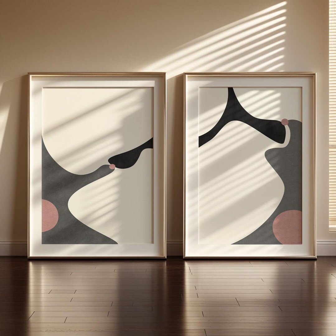Abstract Geometric Print Set of 2: Minimalist Wall Art (digital ...