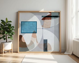 Decoración de pared abstracta moderna de gran tamaño, arte de pared imprimible para descarga instantánea, impresión minimalista colorida