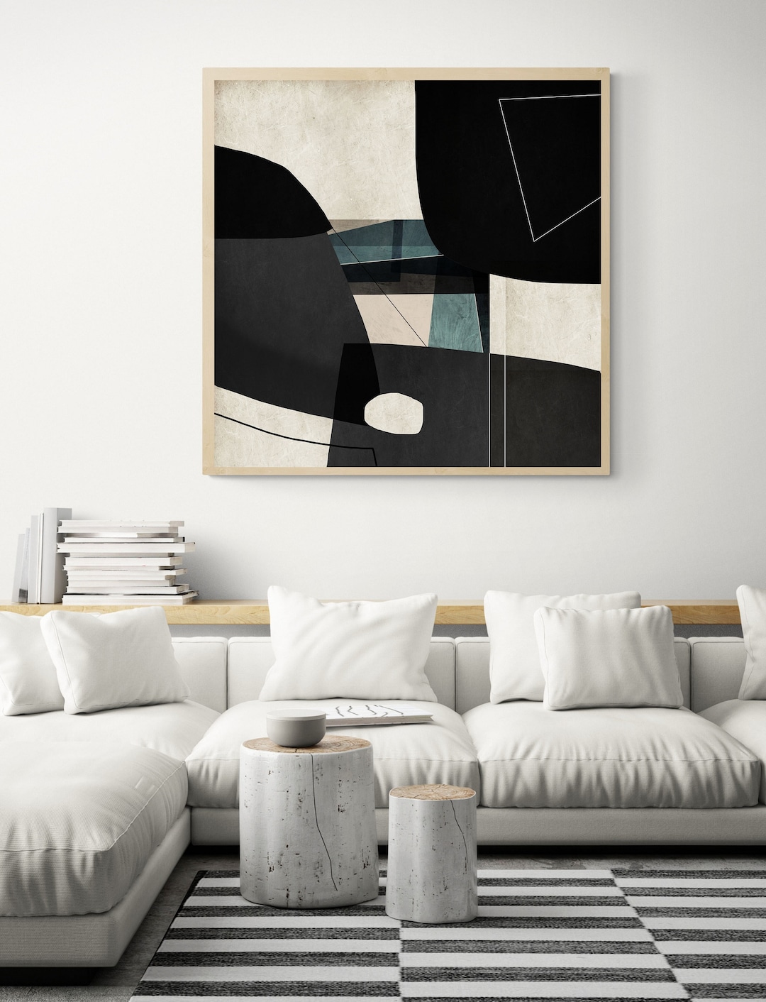Buy Minimalist Abstract Art Print: Large Black and White Wall Decor ...