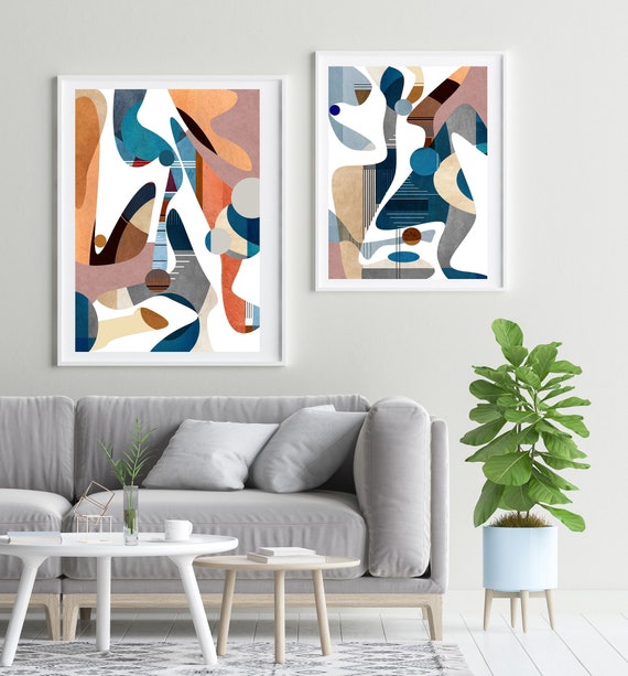 Modern Mid Century Printable Art Set Instant Download