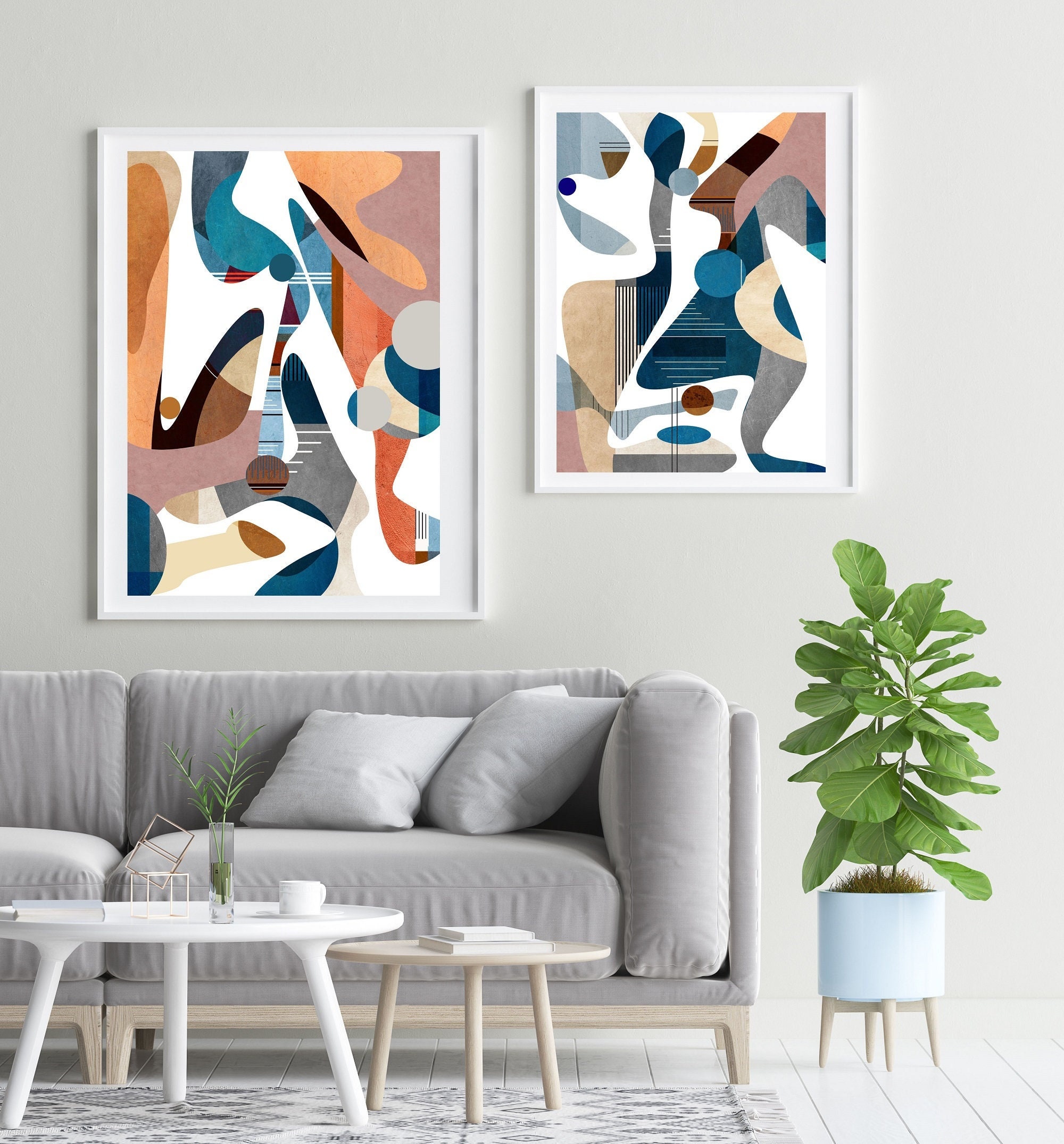 Modern Mid Century Printable Art Set Instant Download