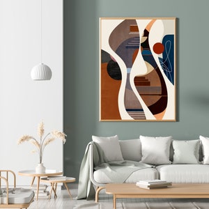 Mid Century Art Set, Abstract Geometric, Colorful Round Shapes Print (Digital Download)