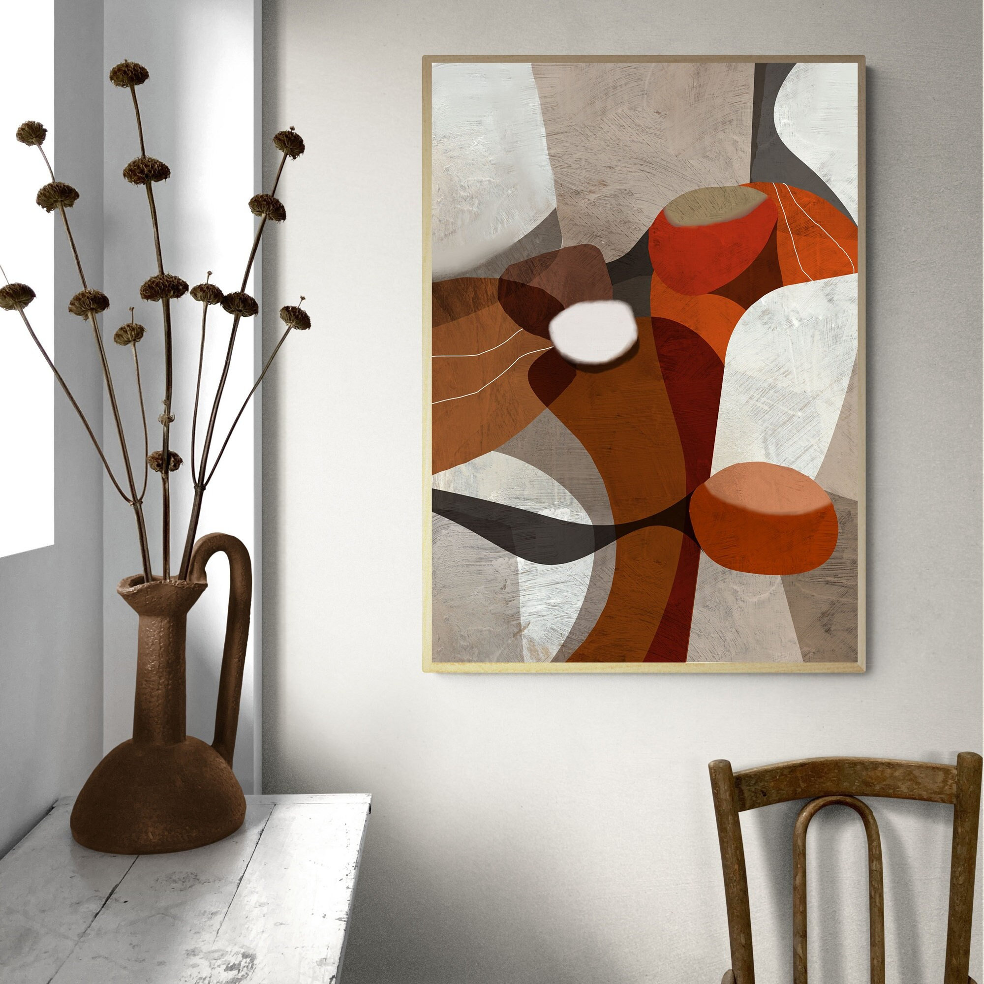 Orange and Grey Paint Splatter Art Board Print for Sale by BigTexFunk