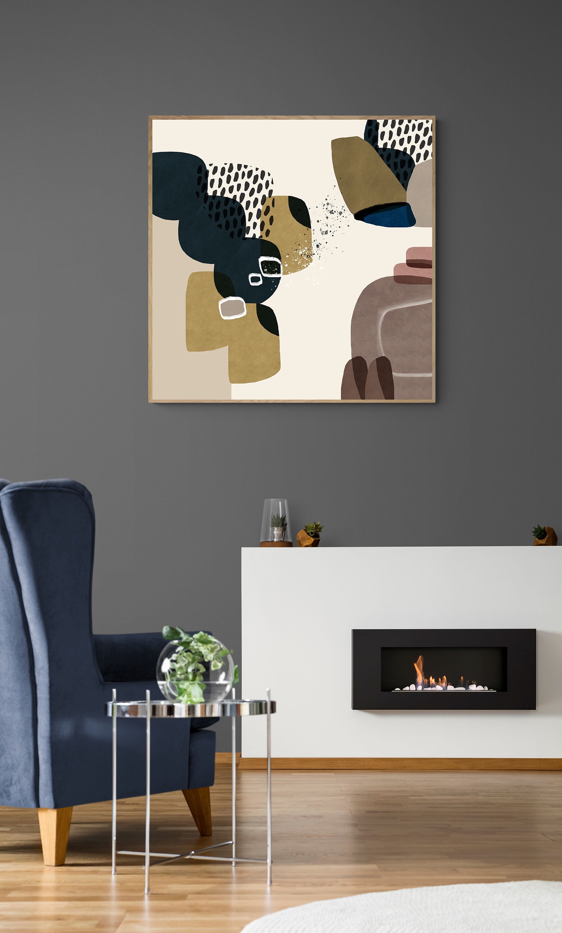 Mid Century Abstract Art Print: Minimalist Geometric Painting (digital ...