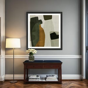Large Abstract Art Print: Olive Green, Beige, and Yellow (Digital Download)