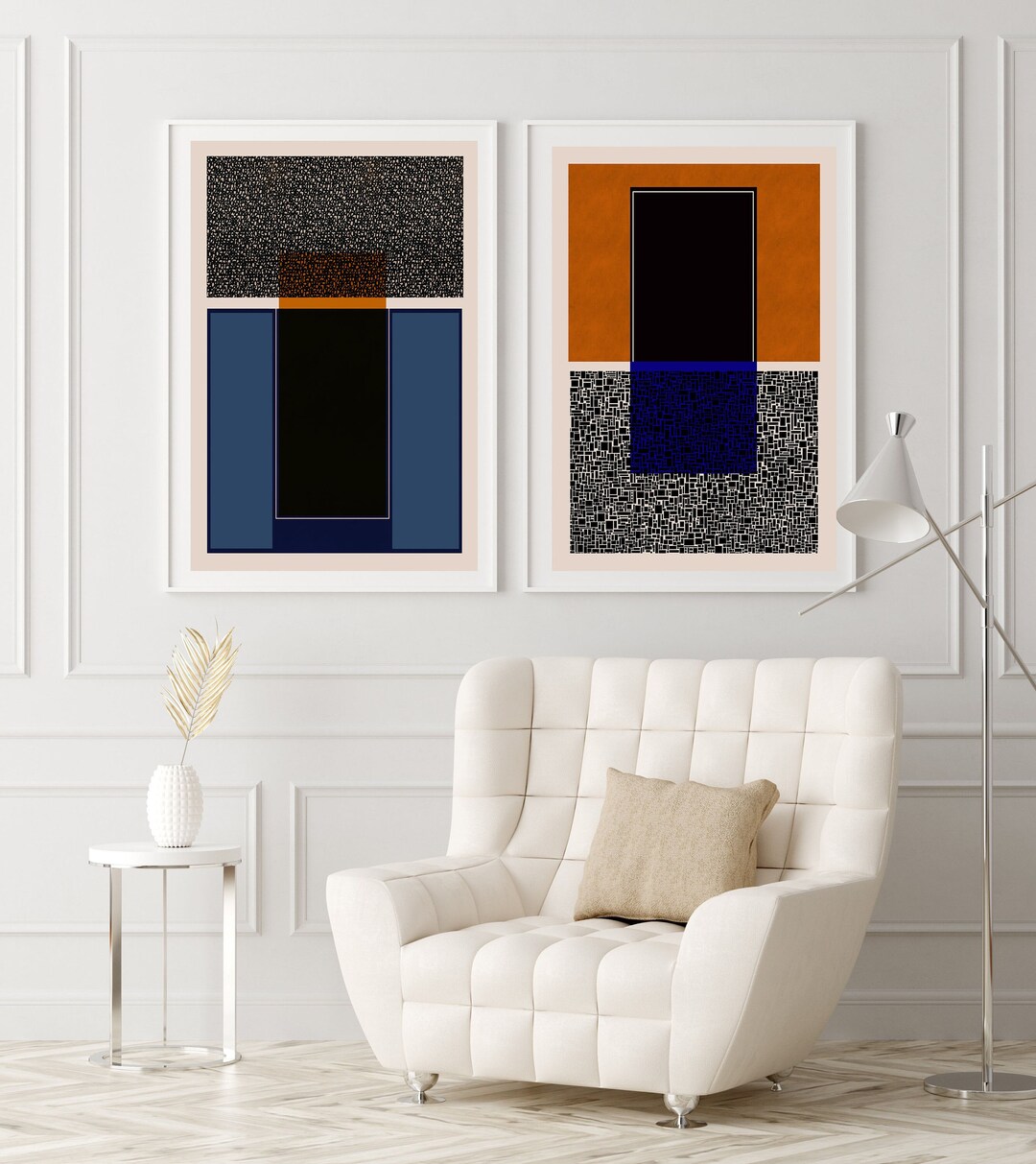 Set of 2 Minimalist Abstract Art Prints, Minimal Wall Art Set for ...