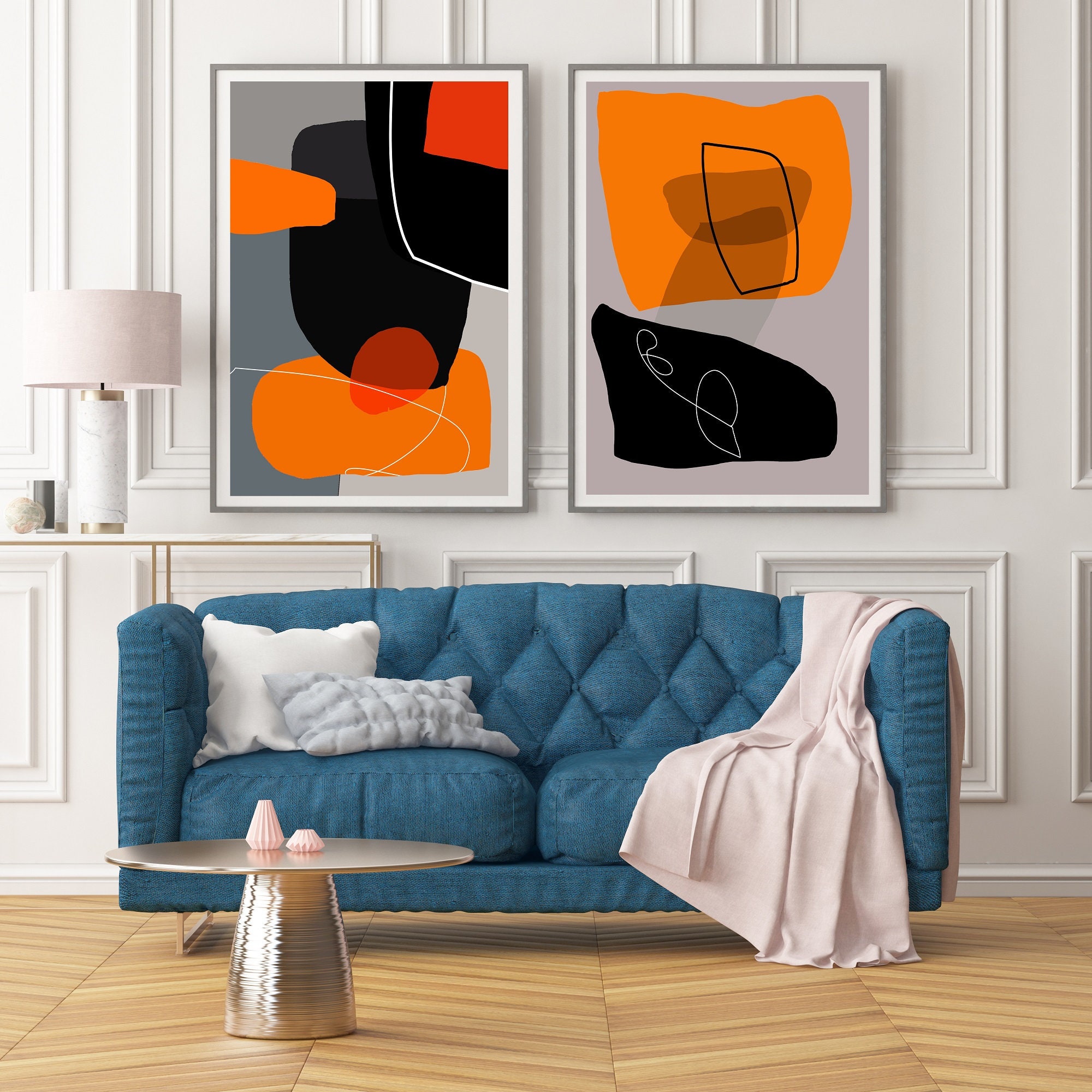 Set of 2 Minimalist Art Prints Abstract Geometric Minimalist Etsy
