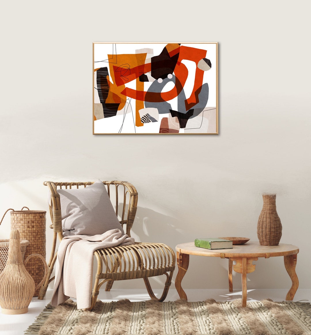 Mid Century Modern Abstract Art Print: Geometric Shapes (digital ...