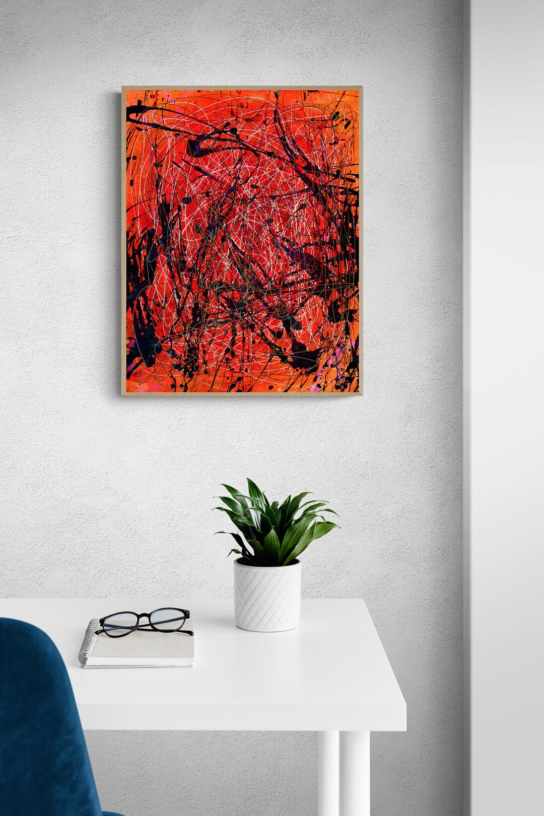 Red Abstract Art Print: Modern Minimalist Decor for Instant Download ...