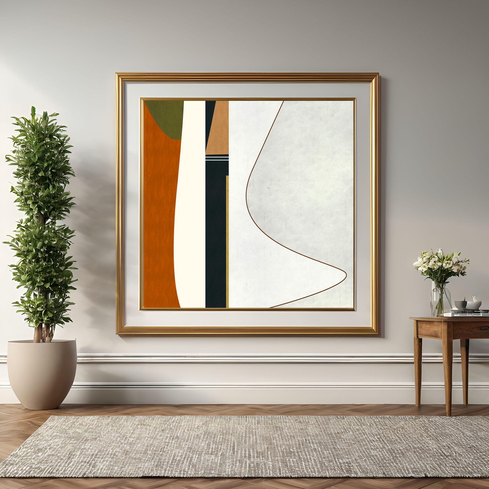 Minimalist Abstract Art Set of 2 Prints: Geometric Wall Decor (digital ...