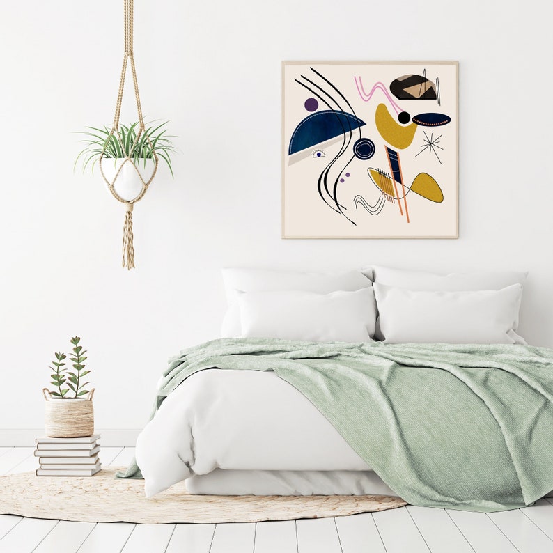 Large Minimalist Abstract Wall Art Print Large Square Etsy