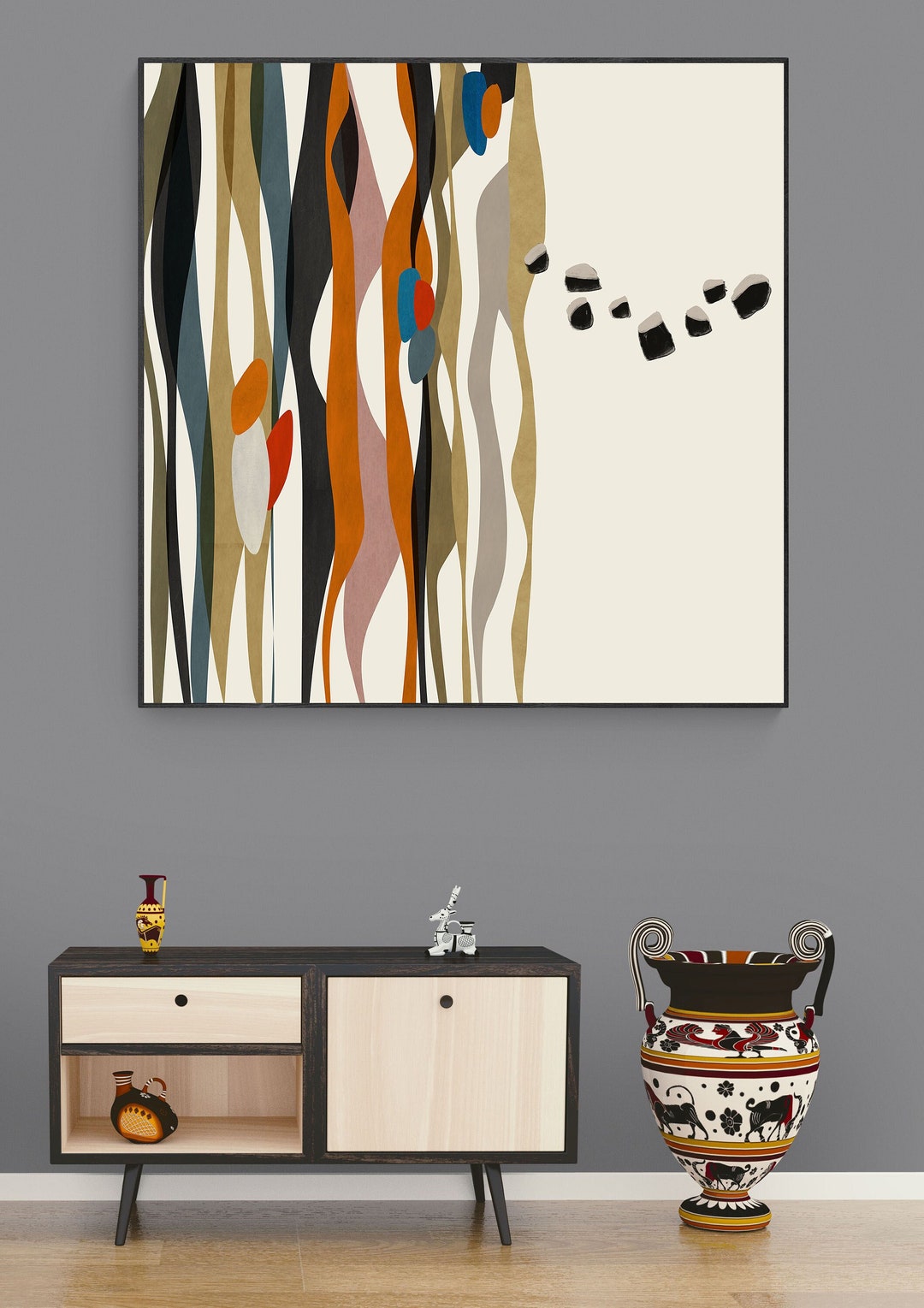 Mid Century Modern Abstract Art Print: Geometric Shapes (digital ...