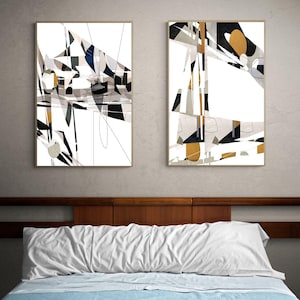 Modern abstract art print set, Set of 2 contemporary printable paintings, Large modern abstract wall art set of 2 prints, Instant download