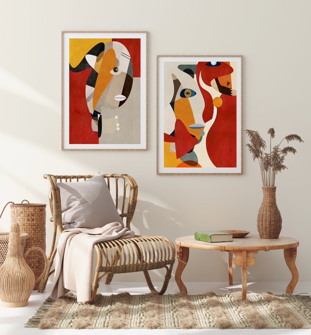 Abstract Wall Art Set of 2 Prints, Modern Abstract Printable Wall Art ...