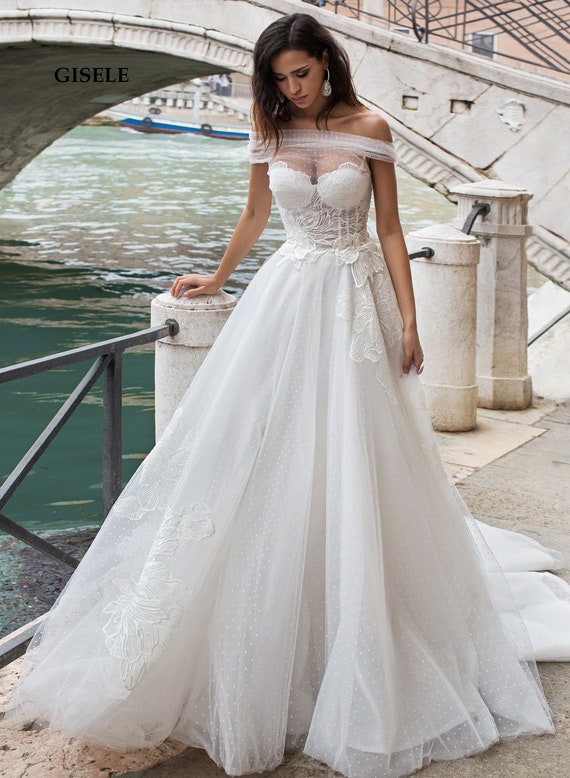 Gisele Wedding Dress With Long Traincorset Wedding Dresssexy Etsy