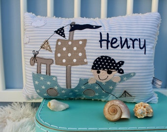 Children's pillow, cuddly pillow, birth pillow, pirate pillow, from tiny giants