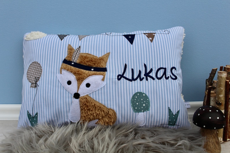 Name pillow, cuddly pillow, fox pillow, baby pillow, birth pillow, from Tiny Little Giants image 1