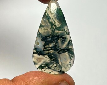 Natural Moss Agate Gemstone Cabochon: Hand Polished Jewelry Stone