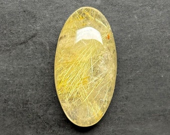 Golden Rutile Cabochon: Natural Oval Gemstone for Jewelry Making #12772