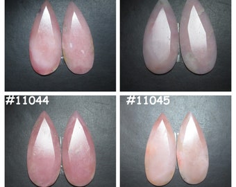 Opale rose péruvienne naturelle en forme de poire Paire de pierres précieuses en vrac à facettes Paire de boucles d'oreilles assorties Paire de pierres précieuses en forme de goutte d'opale rose pour la fabrication de bijoux
