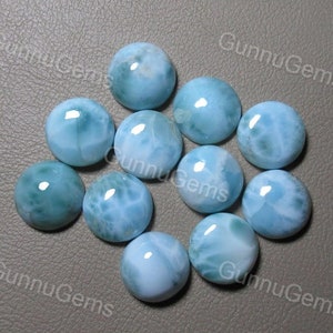 Blue Larimar Gemstone 15 mm Round Cabochon Loose Dominician Larimar Gemstone For Jewelry Making Handmade Semi Precious Stone