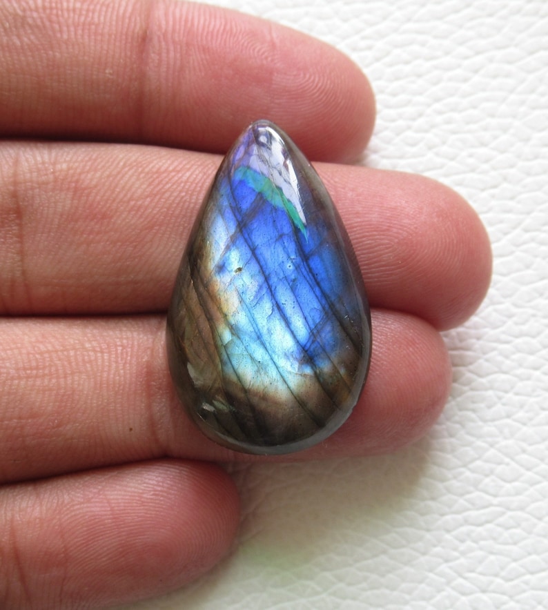 Labradorite Gemstone Cabochon Pear 20 x 33 x 6 mm Labradorite Jewelry Flat Back Gemstone Labradorite Cabochon Jewelry Supplies #1860