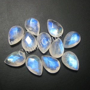 Rainbow Moonstone Briolette Pear 7x10, 8x12, 9x13, 10x14 mm Calibrated Gemstone Checker Cut Natural Rainbow Moonstone Jewelry