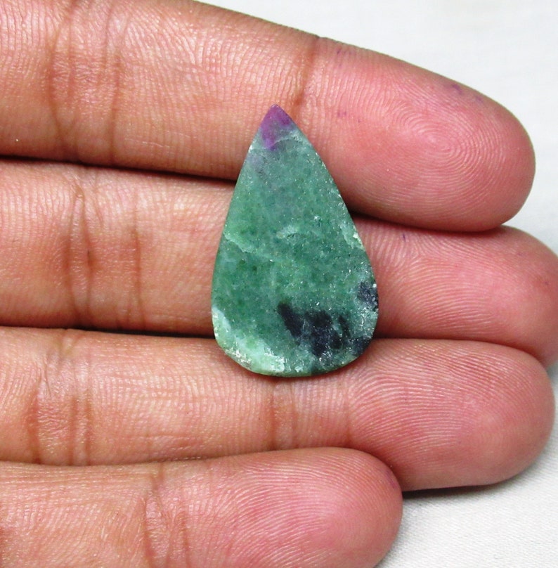 Ruby Zoisite Cabochon Flat Back Pear 17 x 28 x 6 mm One Side Polish Natural Ruby Zoisite Gemstone Jewelry Supplies #2737 Christmas