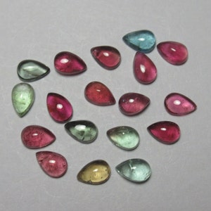 Natural Multi Tourmaline Cabochon 18 Pcs Lot 4 x 6 mm Pear Gemstone Cabochon Jewelry Making Cabochon Supply #4750