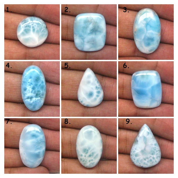 Azul Larimar Piedra preciosa suelta Cabujón Caribe Larimar Diseños de joyería Azul Larimar Piedra preciosa suelta Cabujón Fabricación de joyas #11449