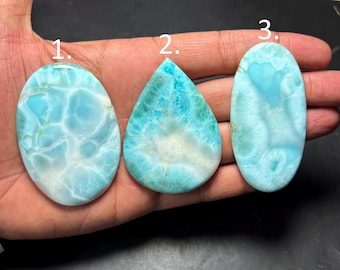 Natural Larimar Smooth Cabochons Handmade Blue Gemstone