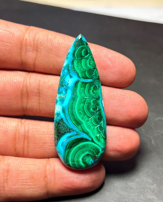 Pear Malachite Chrysocolla Cabochon: Natural Gemstone Pendant (56