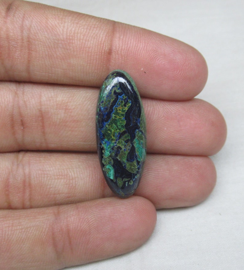 Azurite Malachite Gemstone Cabochon Oval Flat Back Gemstone Malachite Cabochon Natural Azurite Gemstone 13 x 33 x 5 mm #2696 Christmas