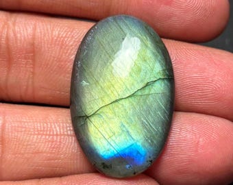 Labradorite Oval Gemstone Cabochon Handmade Semi Precious Flat Back Labradorite Stone For Jewelry making (21 x 33 x 6 mm)