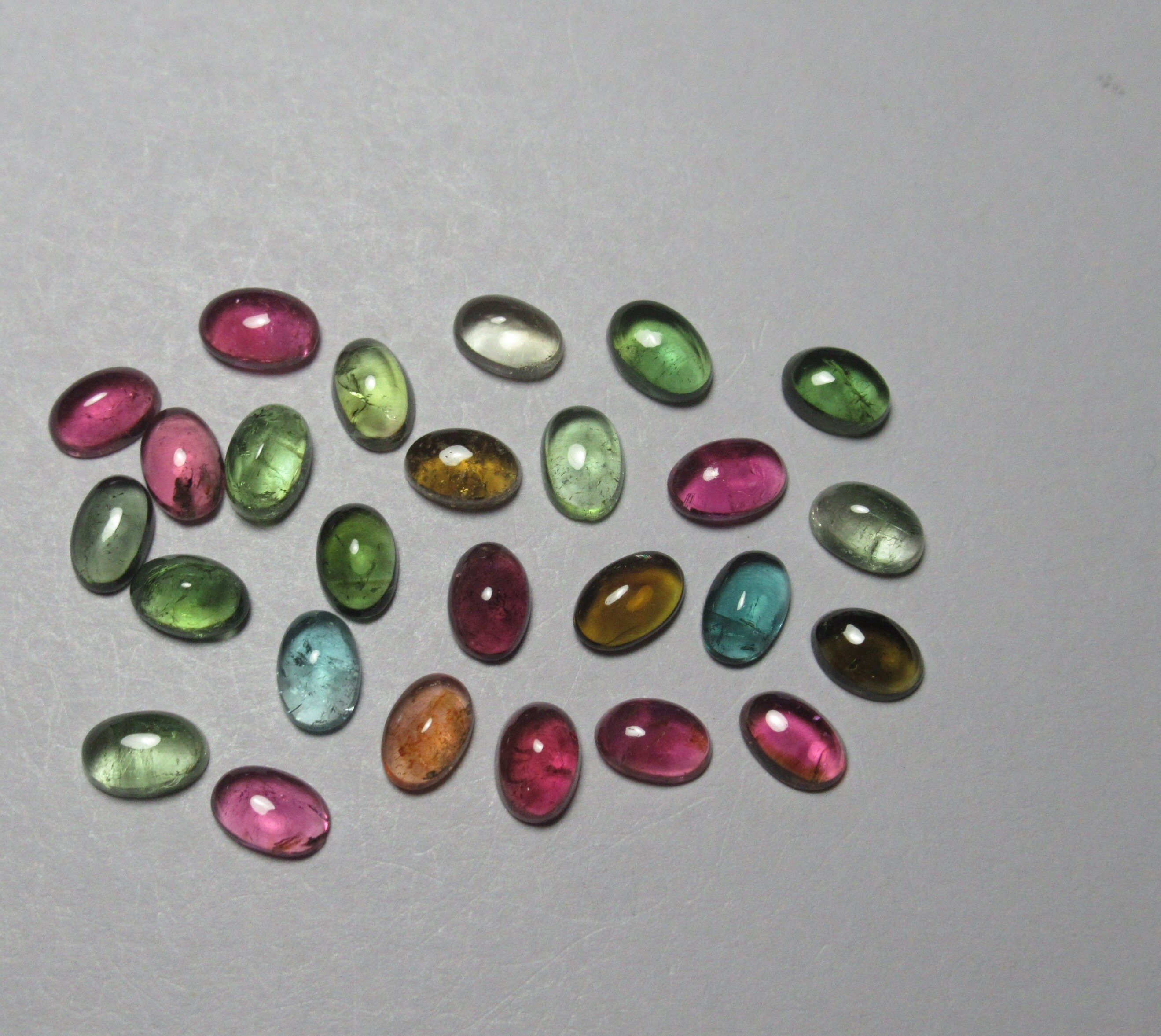 6X4 MM Oval Shape Natural Multi Color Tourmaline Cabochon 15 Pieces Gemstone Lot 