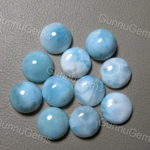 Natürliche Larimar kalibrierte Edelstein 13mm runde Form Cabochon Lose Halb Edelstein mit flacher Rückseite für die Schmuckherstellung Handgefertigter Larimar Stein