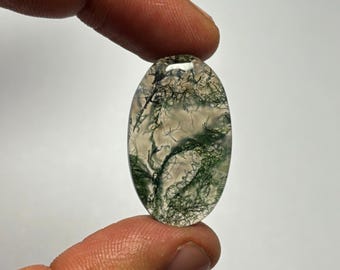 Natural Moss Agate Gemstone Cabochon: Hand Polished Jewelry Stone