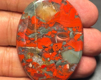 Red Brecciated Jasper Cabochon: Loose Gemstone for Jewelry Making #11447