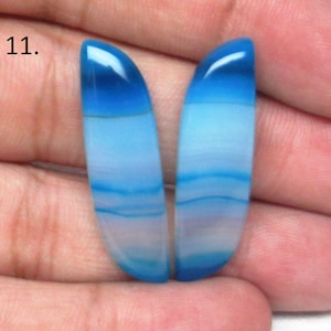Natural Colored Banded Agate Pair Cabochon Handmade Gemstone Pair Jewelry Making Earring Pair Cabochon Agate Pair #11929
