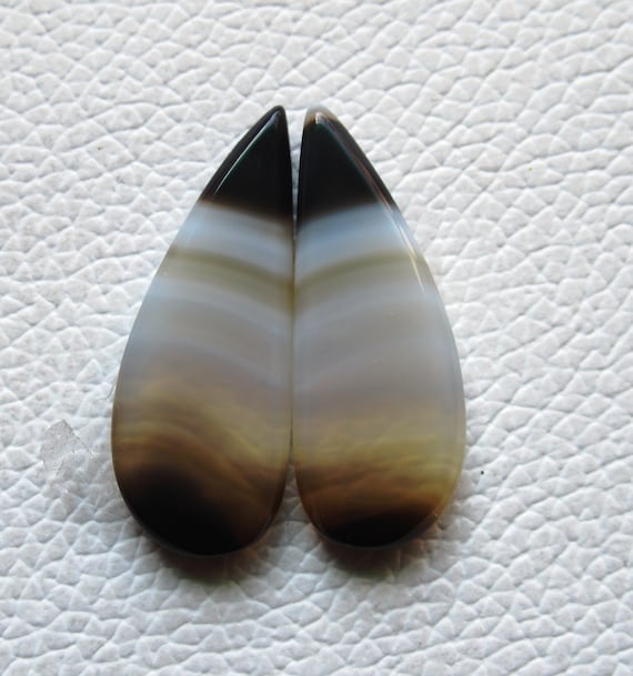 Use jewelry Banded Agate Pair Stunning Black Banded Agate Pair Gemstone Black Banded Agate Pair, Natural Black Banded Agate Pair Cabochon