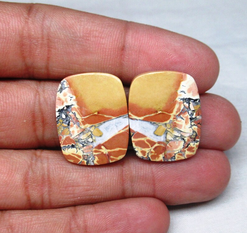 Maligano Jasper Baguette Shape Pair 18 x 24 x 4 mm Loose semi precious gemstone Pair flat back cabochon natural gemstone cabochon #3019