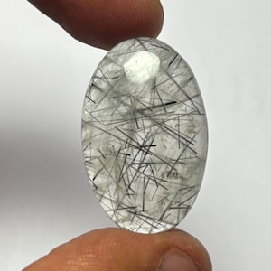 Natural Black Rutile Cabochon Flat Back Semi Precious Gemstone For Jewelry Making Handmade Black Rutile Quartz Stone  #11831