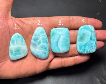 Natural Larimar Gemstone Flat Back Smooth Cabochon