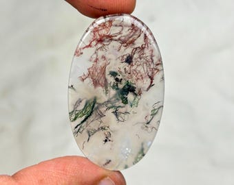 Natural Moss Agate Gemstone Cabochon: Hand Polished Jewelry Stone