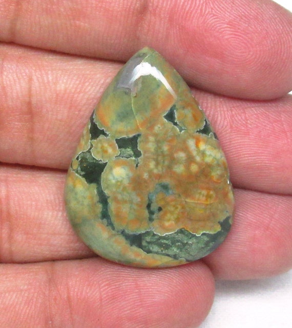 Natural  Rainforest Rhyolite Jasper Gemstone Cabochon Flat Back Loose Stone for Jewelry Making #11835
