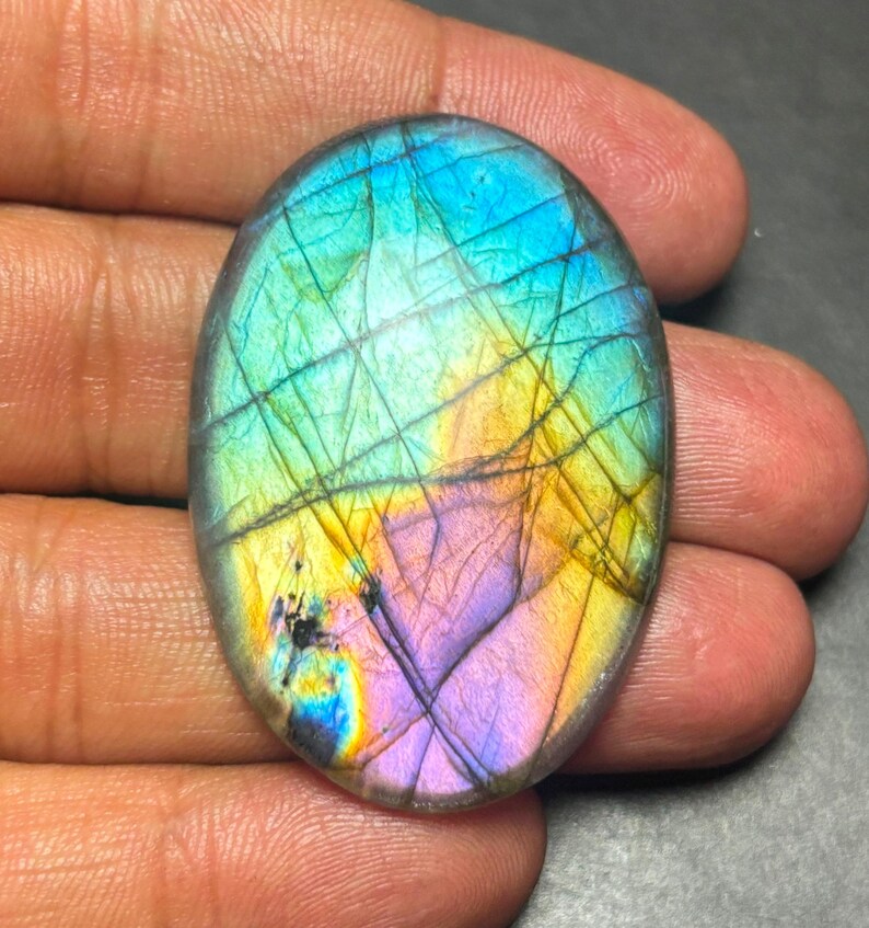 Cabujón de labradorita multicolor: piedra preciosa hecha a mano para joyería n.° 11468 imagen 1