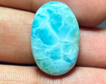 Natural Dominican Larimar Oval Cabochon Blue Larimar Gemstone Handmade Flat Back Gemstone AAA+ Larimar Stone For Jewelry Making