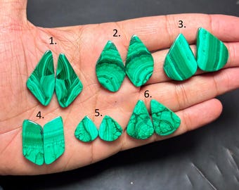 Malachit Edelstein Cabochon Paar, grüne Schmuckstein