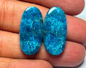 Par de apatitas azules naturales: piedra preciosa ovalada de 41,05 cts para joyería